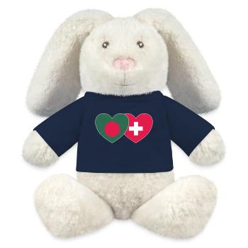 Bangladesch Schweiz Flagge Herz - MiniFeet® RecycelHase® Creme - French Navy - Vorne
