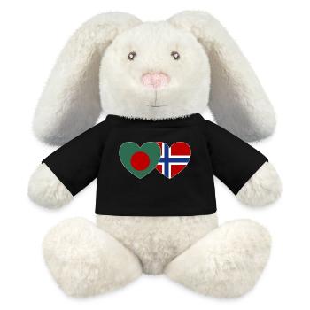Bangladesch Norwegen Flagge Herz - MiniFeet® RecycelHase® Creme - Schwarz - Vorne