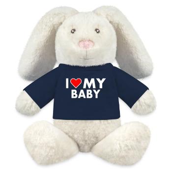 I love my baby - Lapin en peluche recyclé MiniFeet® Crème - bleu marine - Devant