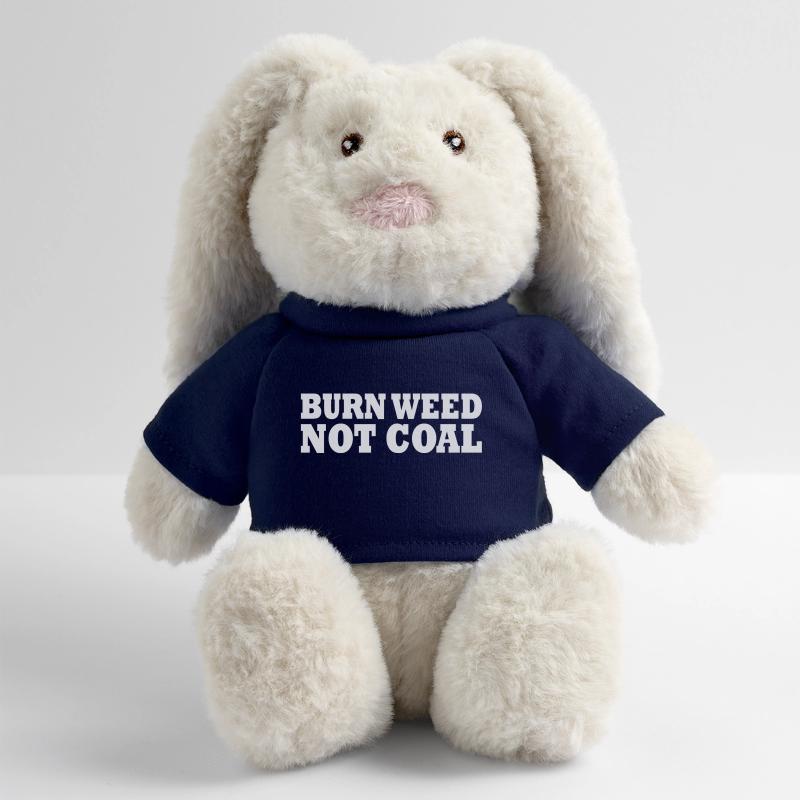 Burn weed not coal Lapin en peluche recyclé MiniFeet® Crème