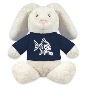 Fleischfressender weißer Fisch - MiniFeet® RecycelHase® Creme - French Navy - Vorne