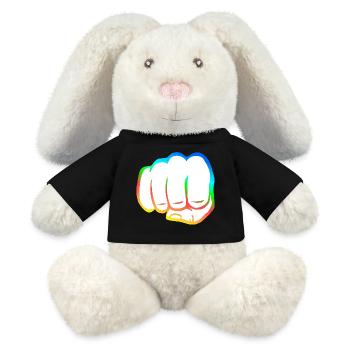 Clenched fist colorful fist bump cool logo symbol - MiniFeet® RecycelHase® Bunny Cream - black - Front