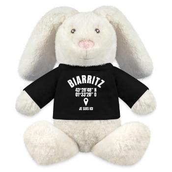 Biarritz, Basque, Pays Basque - Lapin en peluche recyclé MiniFeet® Crème - noir - Devant