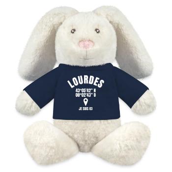 Lourdes, 65286, Sanctuaire Notre-Dame - Lapin en peluche recyclé MiniFeet® Crème - bleu marine - Devant