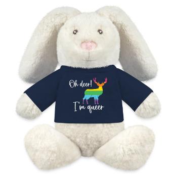 Pride Month LGBTQ - Oh Deer I'm Queer! - MiniFeet® RecycelHase® Bunny Cream - french navy - Front