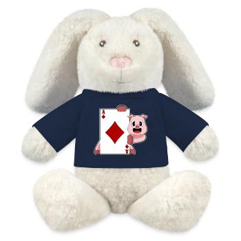 Jeu de cartes de poker Pig Poker - Lapin en peluche recyclé MiniFeet® Crème - bleu marine - Devant
