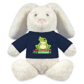 Frog Student Crayons School - MiniFeet® RecycelHase® Bunny Cream - french navy - Front
