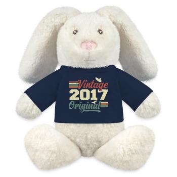 Vintage 2017 Retro Jubiläumsgeschenk - MiniFeet® RecycelHase® Creme - French Navy - Vorne