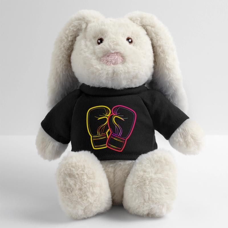 Dessin de gants de boxe Lapin en peluche recyclé MiniFeet® Crème