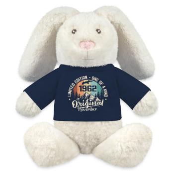 Original Novembre 1962 Anniversaire Novembre 1962 - Lapin en peluche recyclé MiniFeet® Crème - bleu marine - Devant