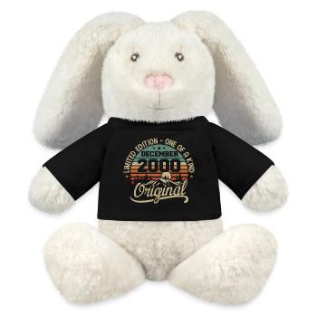 Original Cadeau Anniversaire 25 ans, Décembre 2000 - Lapin en peluche recyclé MiniFeet® Crème - noir - Devant