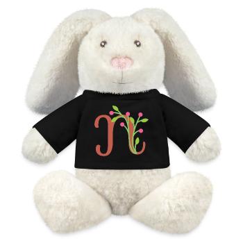 Elegant letter 'N' with flowers - MiniFeet® RecycelHase® Bunny Cream - black - Front