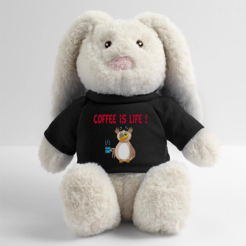 Eule und Kaffee (Englisch) MiniFeet® RecycelHase® Creme