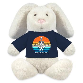 Fracture du bras Fracture osseuse du squelette d’Halloween - Lapin en peluche recyclé MiniFeet® Crème - bleu marine - Devant