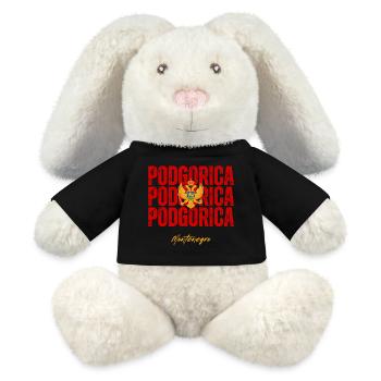 Podgorica Montenegro, montenegrinischer Stolz - MiniFeet® RecycelHase® Creme - Schwarz - Vorne
