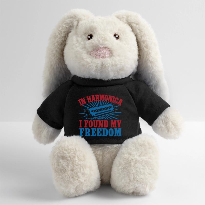 Funny Harmonica Player Found My Freedom Harmonica MiniFeet® RecycelHase® Bunny Cream