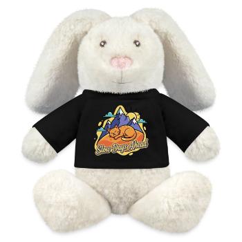 Chat endormi sur Bergen - Lapin en peluche recyclé MiniFeet® Crème - noir - Devant