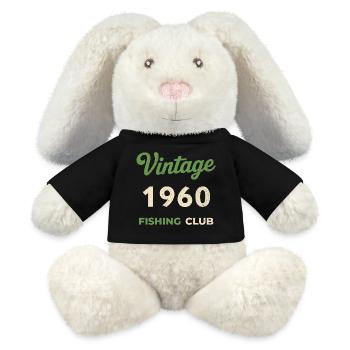 Vintage 1960 – Année de naissance rétro du club de pêche - Lapin en peluche recyclé MiniFeet® Crème - noir - Devant