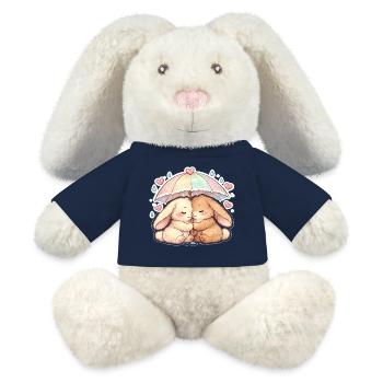 Des lapins de pluie câlins sous le parapluie - Lapin en peluche recyclé MiniFeet® Crème - bleu marine - Devant