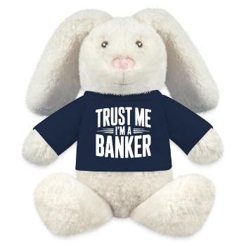 Vertrau mir, ich bin Banker. - MiniFeet® RecycelHase® Creme - French Navy - Vorne