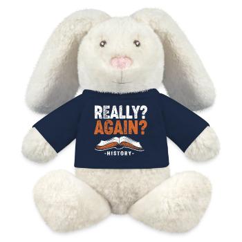 Histoire de l’historien historique - Lapin en peluche recyclé MiniFeet® Crème - bleu marine - Devant