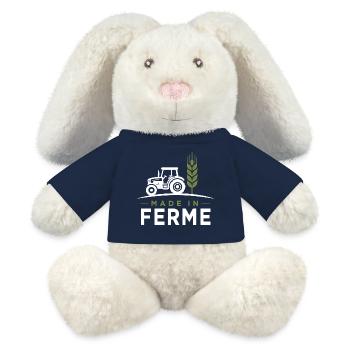 Hergestellt auf dem Bauernhof Humor Landwirtschaft, Traktor, Weizen - MiniFeet® RecycelHase® Creme - French Navy - Vorne