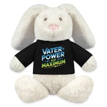 Vaterpower Auf Maximum Väter Papa Kinder Geschenk - MiniFeet® RecycelHase® Creme - Schwarz - Vorne