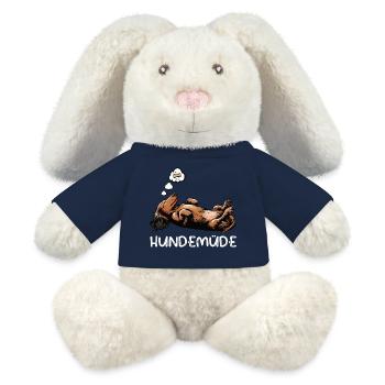 Hundemüde Langhaardackel Dackel Dackelhalter  - MiniFeet® RecycelHase® Creme - French Navy - Vorne