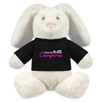 Camping Really Happy Camper Idée cadeau - Lapin en peluche recyclé MiniFeet® Crème - noir - Devant