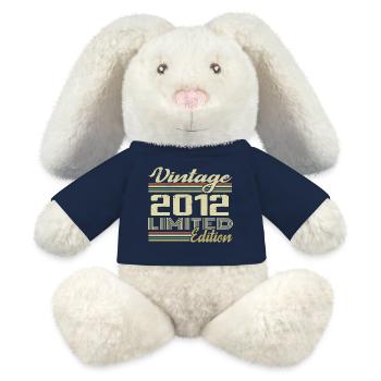 Anniversaire 12 Ans Millésime 2012 Cadeau 2012 - Lapin en peluche recyclé MiniFeet® Crème - bleu marine - Devant