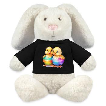 Ostern Küken Osterei Osterfest lustig süß - MiniFeet® RecycelHase® Creme - Schwarz - Vorne