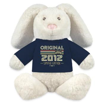Vintage 2012 Original Vintage Anniversaire Rétro - Lapin en peluche recyclé MiniFeet® Crème - bleu marine - Devant