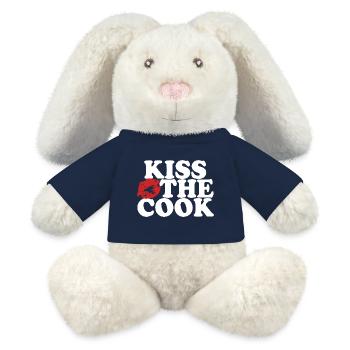Kiss the cook - kochen - Spruch - MiniFeet® RecycelHase® Creme - French Navy - Vorne