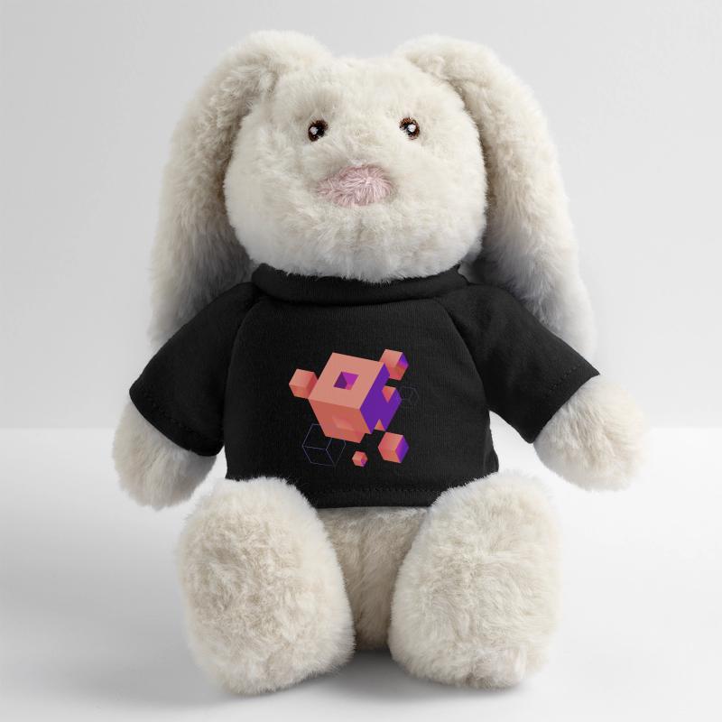 Cube Escher Space Nerd 3D AI Geek Cool PC Techie Lapin en peluche recyclé MiniFeet® Crème