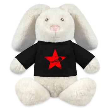 Roter Stern - Sputnik - MiniFeet® RecycelHase® Creme - Schwarz - Vorne