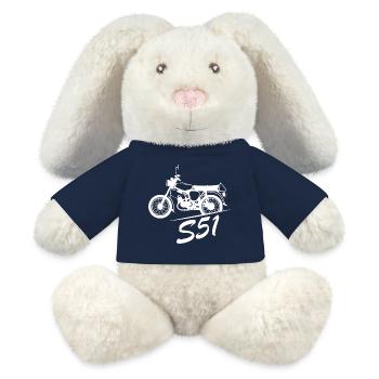 Simson S51 Symbol Nostalgie GDR Mobyl Amis - Lapin en peluche recyclé MiniFeet® Crème - bleu marine - Devant