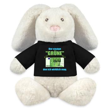Den Grüne mag ich ! - MiniFeet® RecycelHase® Creme - Schwarz - Vorne