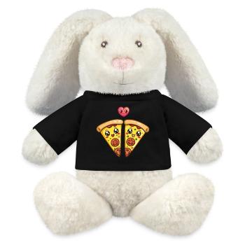Pizza Paar Liebe Herz Valentinstag - MiniFeet® RecycelHase® Creme - Schwarz - Vorne