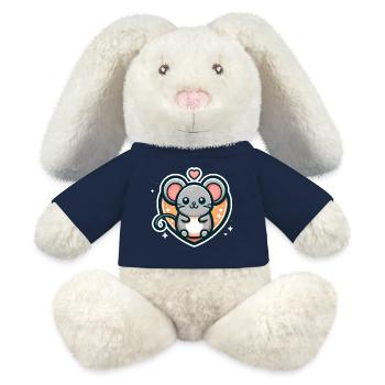 Souris préférée - Lapin en peluche recyclé MiniFeet® Crème - bleu marine - Devant