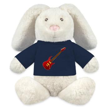 Musicien guitare - Lapin en peluche recyclé MiniFeet® Crème - bleu marine - Devant