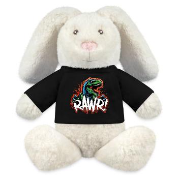 T Rex Brüllen - MiniFeet® RecycelHase® Creme - Schwarz - Vorne