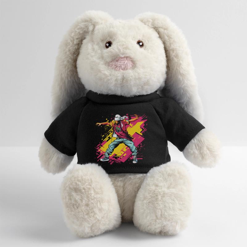 Breakdancer Graffiti Lapin en peluche recyclé MiniFeet® Crème