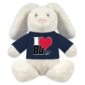 80s Party Retro Fun Shirt, chemise à thème des années 80 (25) - Lapin en peluche recyclé MiniFeet® Crème - bleu marine - Devant