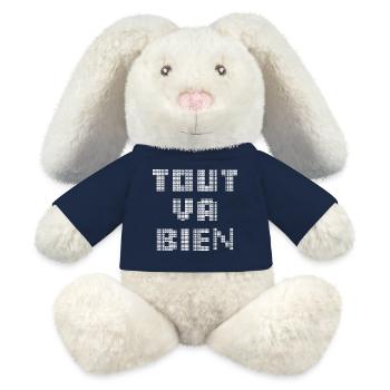 TOUT VA BIEN (ou pas) - Lapin en peluche recyclé MiniFeet® Crème - bleu marine - Devant