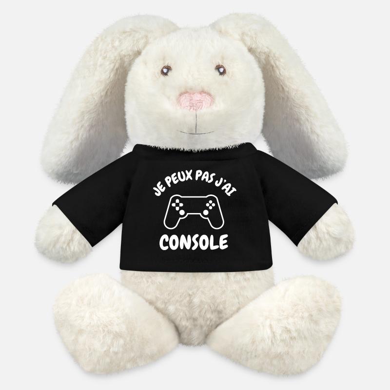 Je peux pas j'ai console - Lapin en peluche recyclé MiniFeet® Crème - noir
