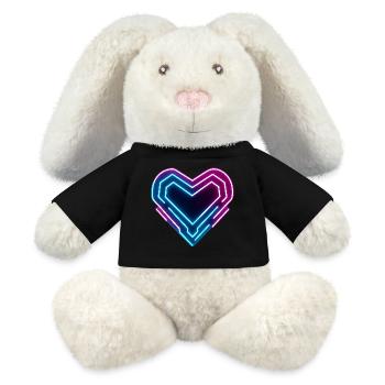Futuristisches Neon-Herz | Cyber Heart Love Design - MiniFeet® RecycelHase® Creme - Schwarz - Vorne