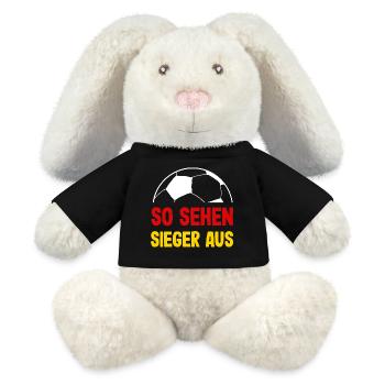Drôle de Football Football Fan Cadeau - Lapin en peluche recyclé MiniFeet® Crème - noir - Devant