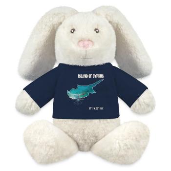 Conception de boussole de contour de Chypre - Lapin en peluche recyclé MiniFeet® Crème - bleu marine - Devant