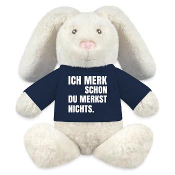 Je remarque déjà que tu ne remarques rien - Lapin en peluche recyclé MiniFeet® Crème - bleu marine - Devant