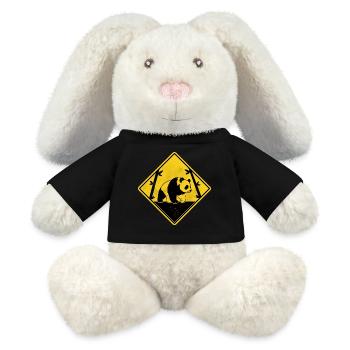 Panda gelbes Straßenschild - MiniFeet® RecycelHase® Creme - Schwarz - Vorne